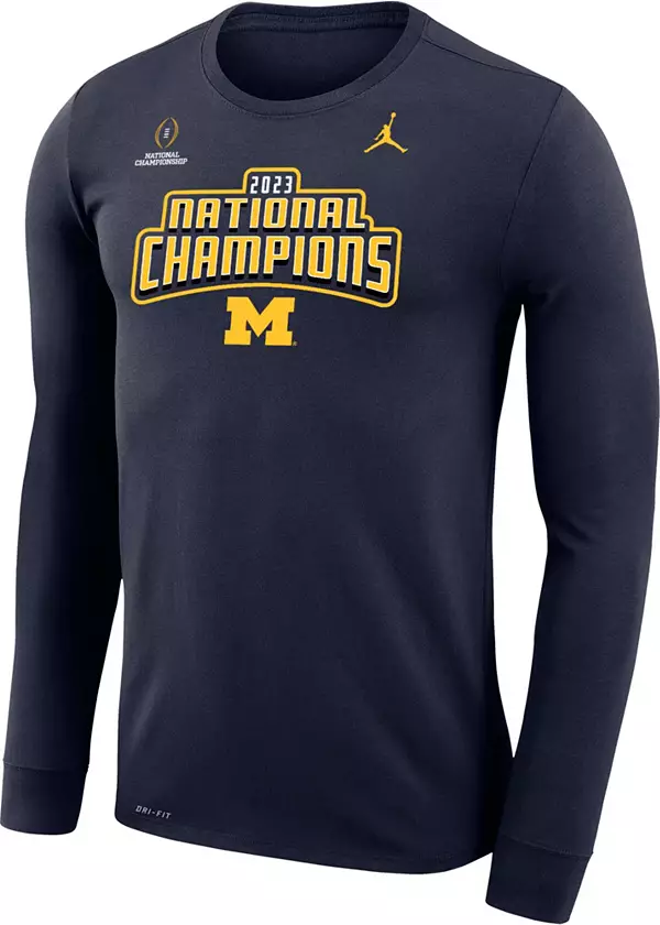 Jordan Adult 2023 College Football National Champions Michigan Wolverines  Navy Dri-FIT Long Sleeve T-Shirt