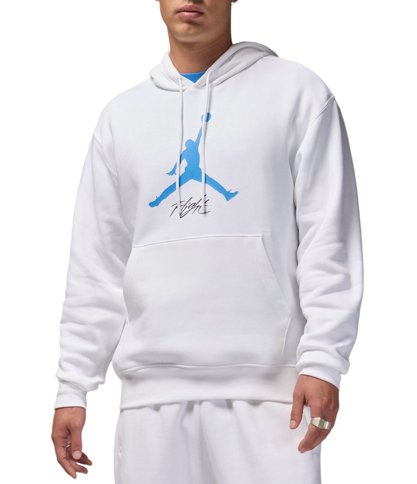 Jordan Men s Essentials Fleece Baseline Hoodie Large White Legend Blue