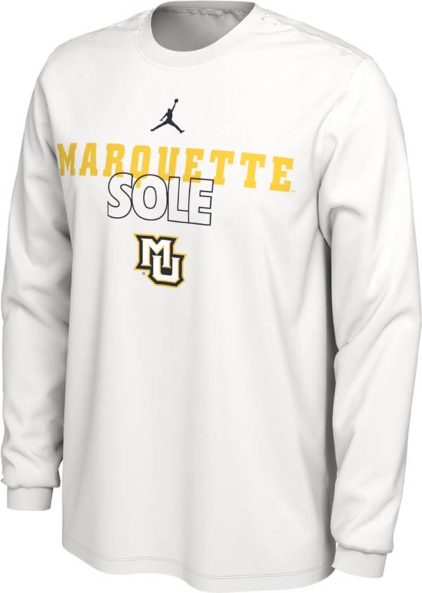 Jordan Marquette Golden Eagles White 2023 March Madness Basketball Marquette Sole Long Sleeve Bench T-Shirt product image