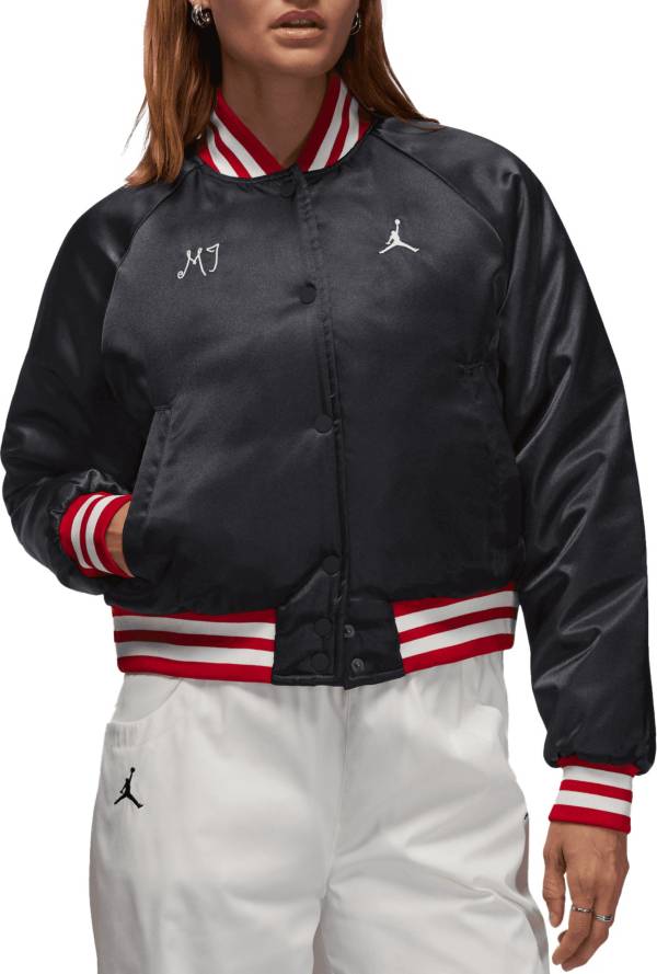 Red and black jordan cheap varsity jacket