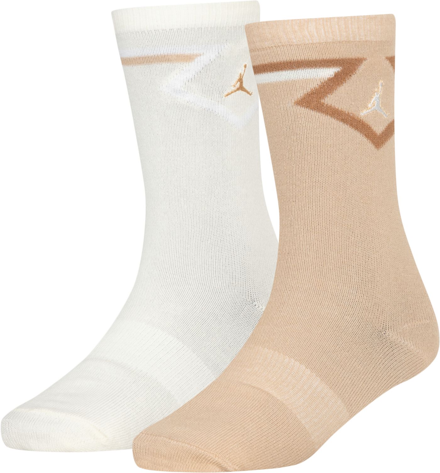 Jordan Kids Diamond Crew Socks 2 Pack Size 9 11 Coconut Milk