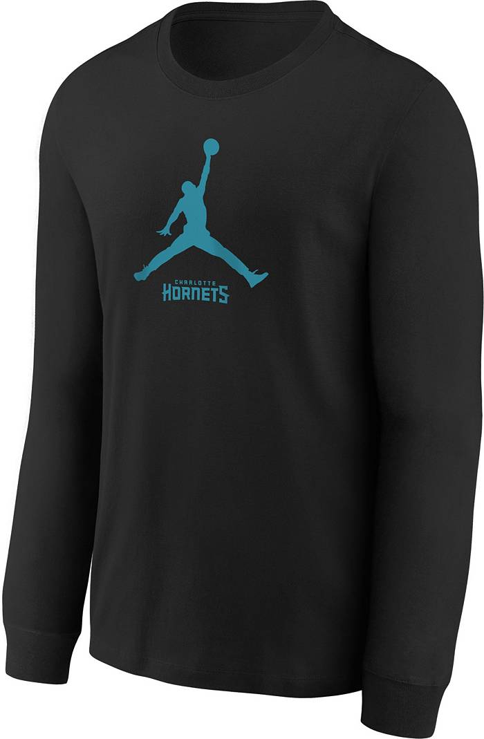 Youth Charlotte Hornets Jordan Brand Heathered Gray Practice Logo Legend  Long Sleeve Performance T-Shirt
