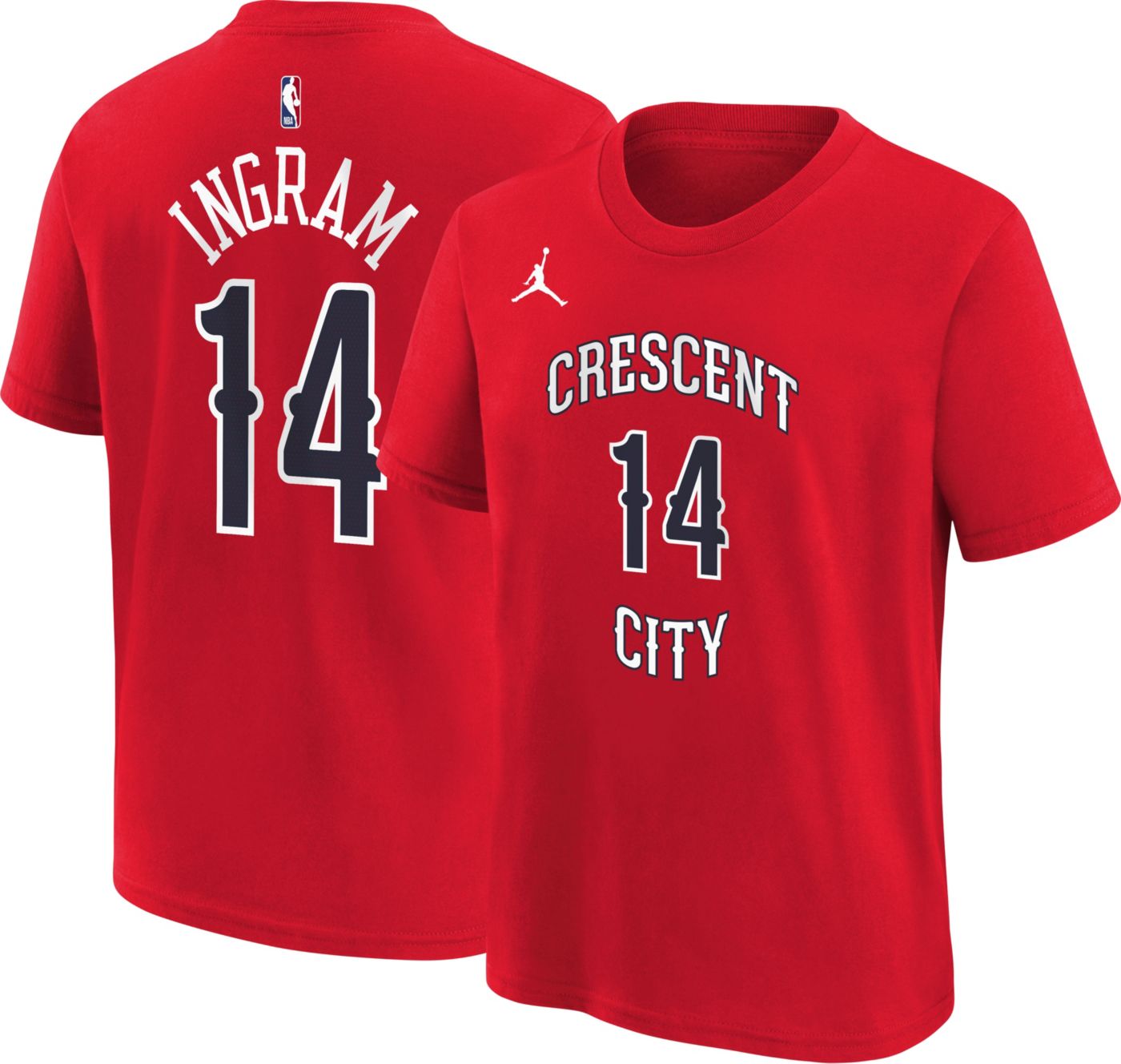 Jordan Youth New Orleans Pelicans Brandon Ingram 14 Red T Shirt Large