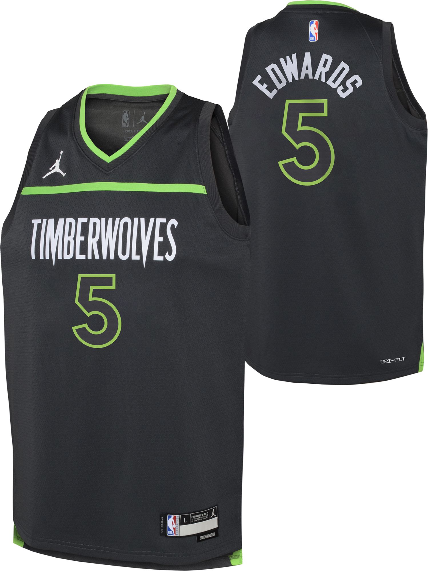 Jordan Youth Minnesota Timberwolves Anthony Edwards #1 Grey Swingman Statement Jersey product image