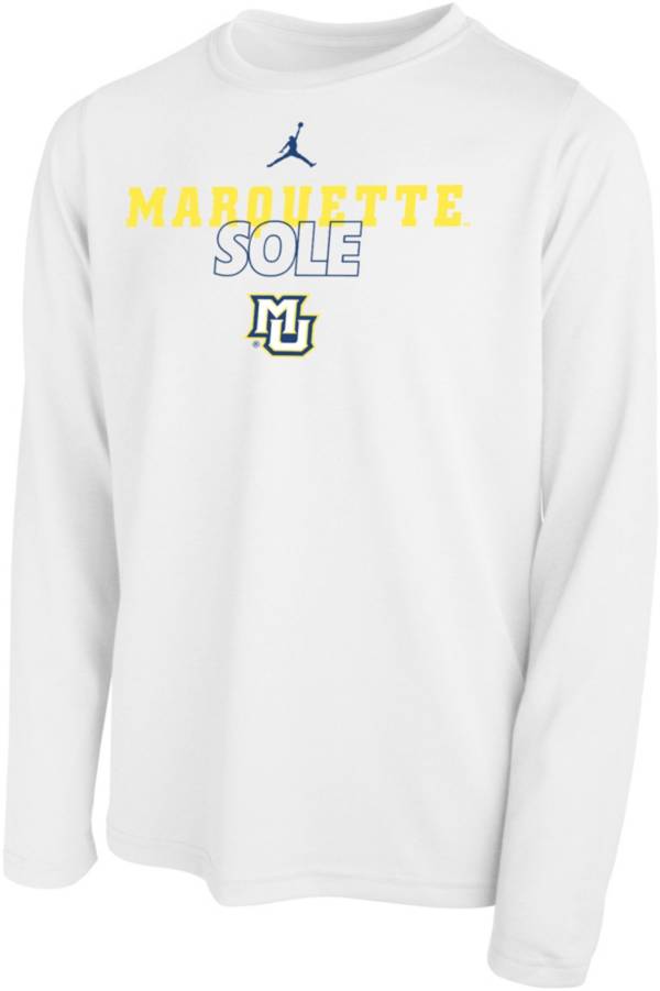 Jordan Youth Marquette Golden Eagles White 2023 March Madness Basketball Marquette Sole Long Sleeve Bench T-Shirt product image