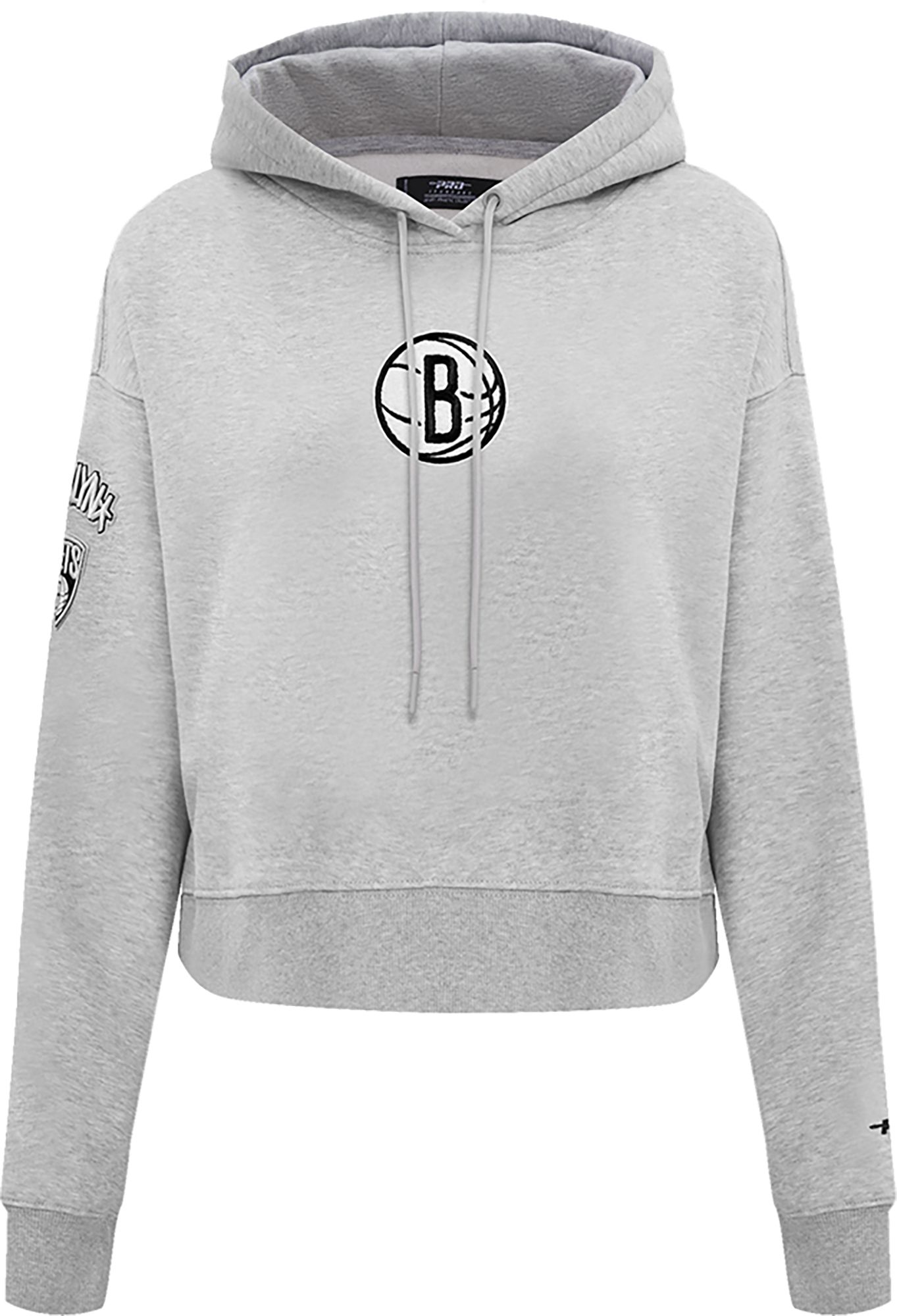 Pro Standard Women's Brooklyn Nets Grey Cropped Fleece Pullover Hoodie product image