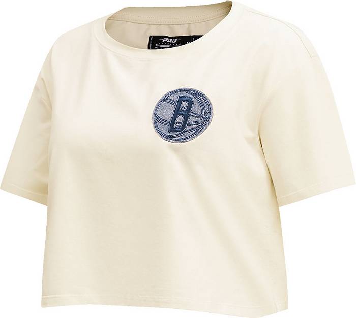47 Women's Brooklyn Nets Grey Dolly Cropped T-Shirt, Medium