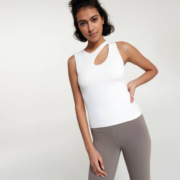 Sleeveless ribbed top with cut-out detail