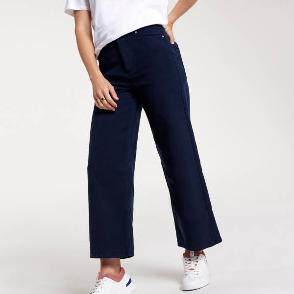 Womens Blue High Waisted Trousers