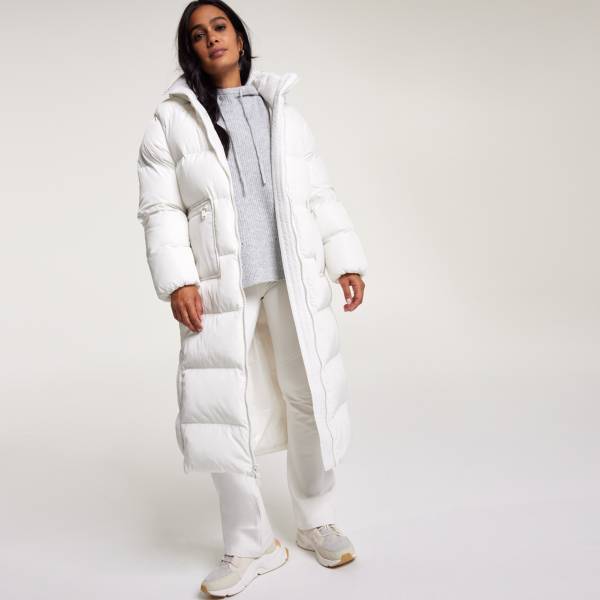 White puffer hot sale coat long