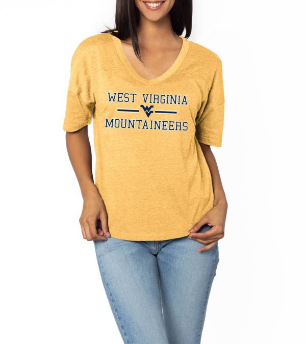 chicka-d Women's West Virginia Mountaineers Gold V-Happy T-Shirt product image