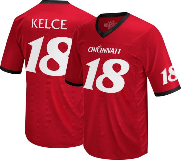 Retro Brand Men's Cincinnati Bearcats Travis Kelce #18 Red Replica Football Jersey, Large