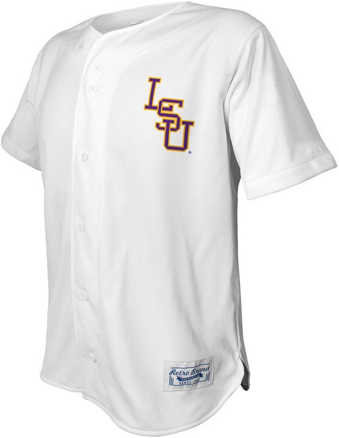 Retro Brand Men's LSU Tigers White Replica Baseball Jersey, XXL