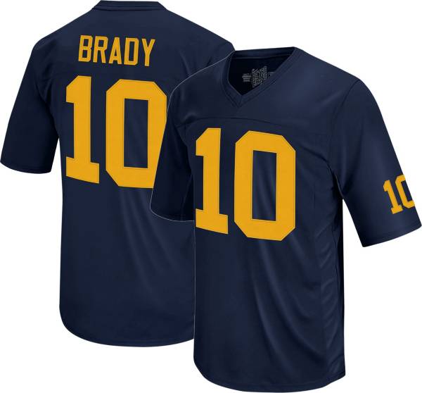 Retro Brand Men's Michigan Wolverines Tom Brady #10 Navy Replica Football  Jersey