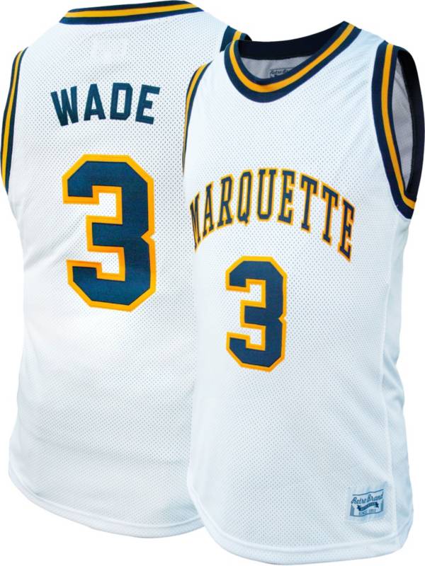 Retro Brand Men's Marquette Golden Eagles Dwyane Wade #3 White Replica  Basketball Jersey