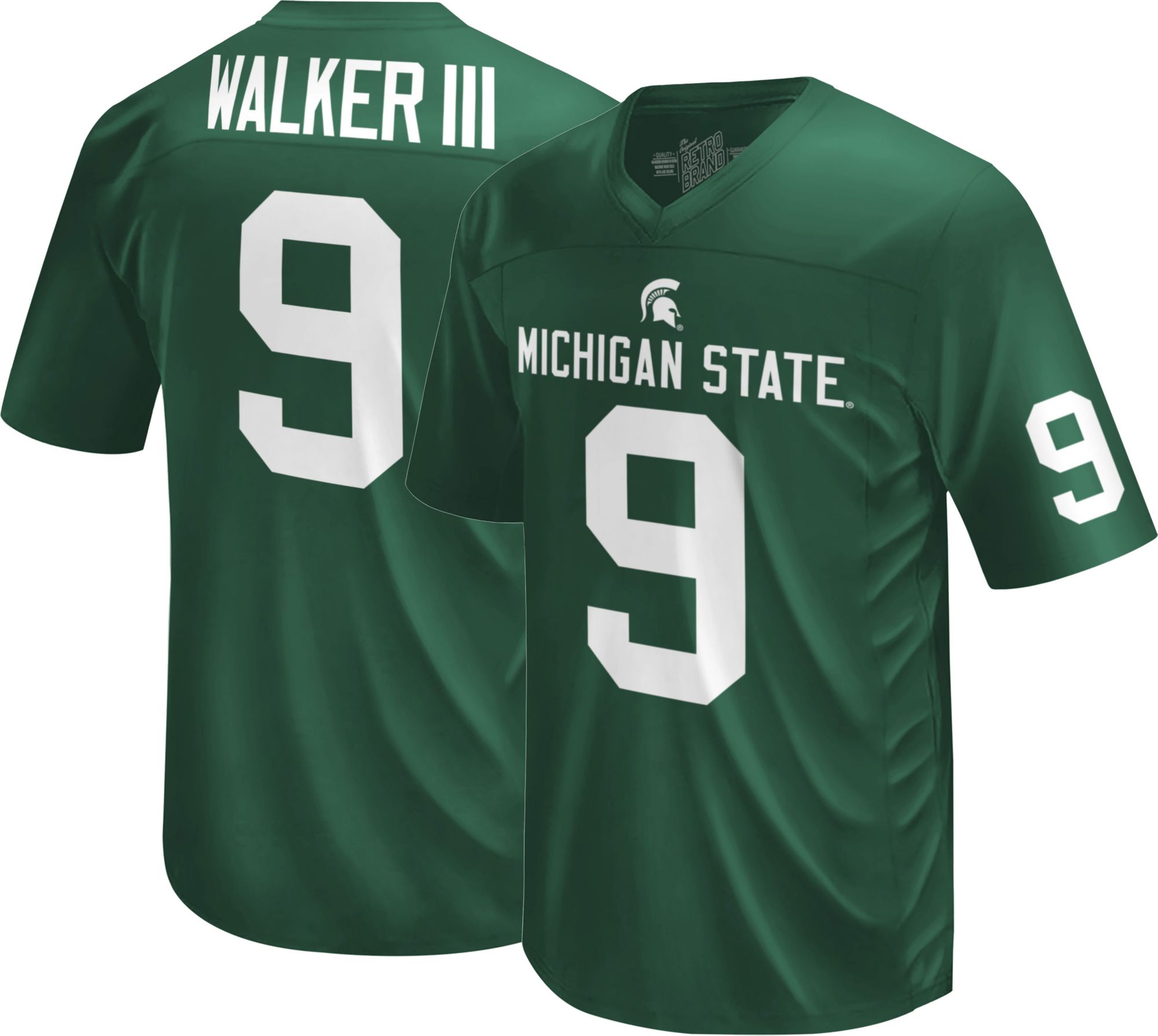 Retro Brand Youth Michigan State Spartans Kenneth Walker III #9 Green Replica Football Jersey product image