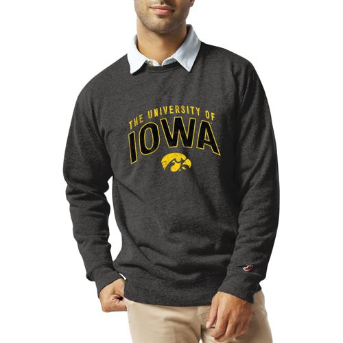 Champion Men's Iowa Hawkeyes Grey Reverse Weave Crew Sweatshirt