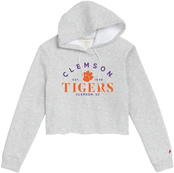 LeagueLegacy Women's Clemson Tigers Grey Cropped Hoodie Dick's