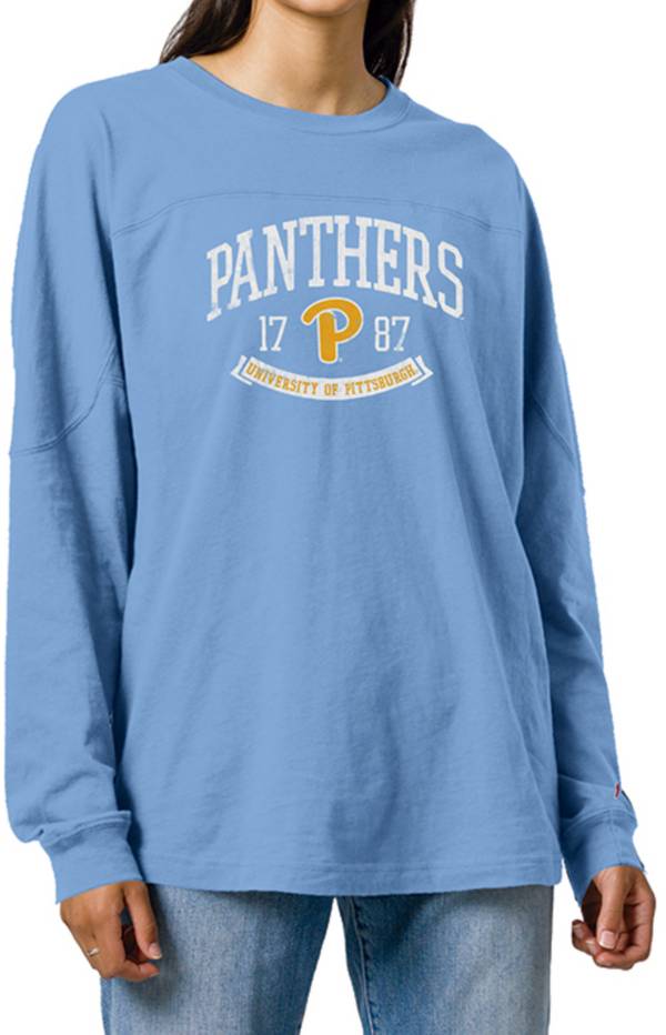 League-Legacy Women's Pitt Panthers Blue Throwback Long Sleeve Shirt, Large