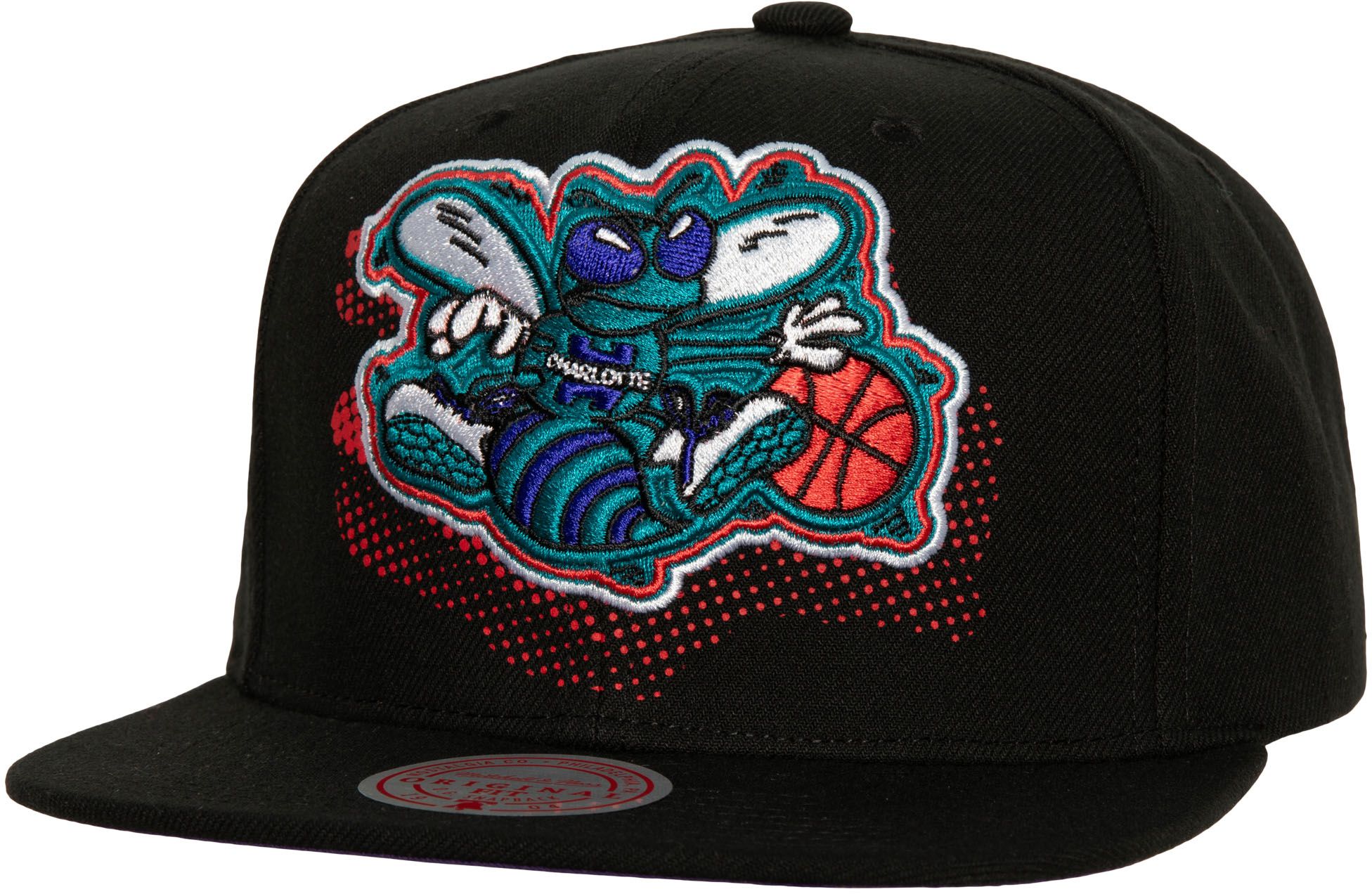 MITCHELL & NESS MITCHELL AND NESS ADULT CHARLOTTE HORNETS BIG FACE ADJUSTABLE SNAPBACK HAT INTERNATIONAL SHIPPING