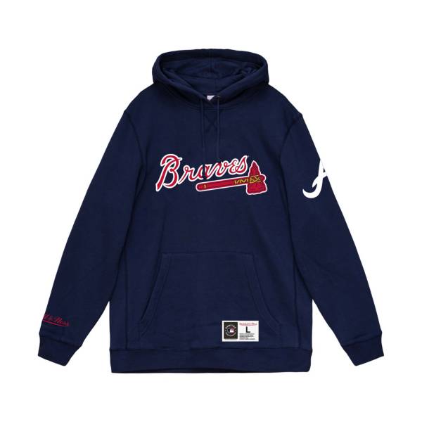 Men's Mitchell & Ness Atlanta Braves Sideline Pullover Royal Satin