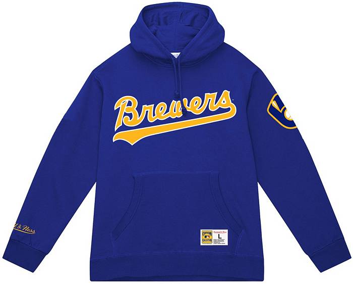 VINTAGE Milwaukee Brewers Hoodie Womens Extra Large Blue Gold MLB
