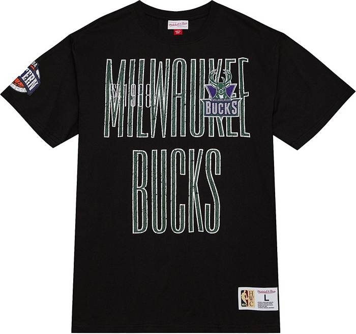 Milwaukee Bucks Black Mesh Crew Neck T-Shirt By Mitchell & Ness - Mens
