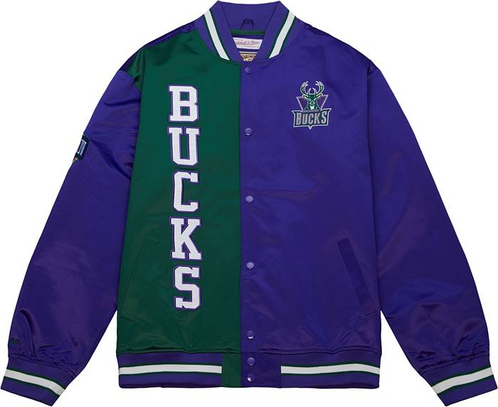 Milwaukee Bucks Mitchell & Ness Youth Hardwood Classics Satin Full-Snap  Jacket - Purple