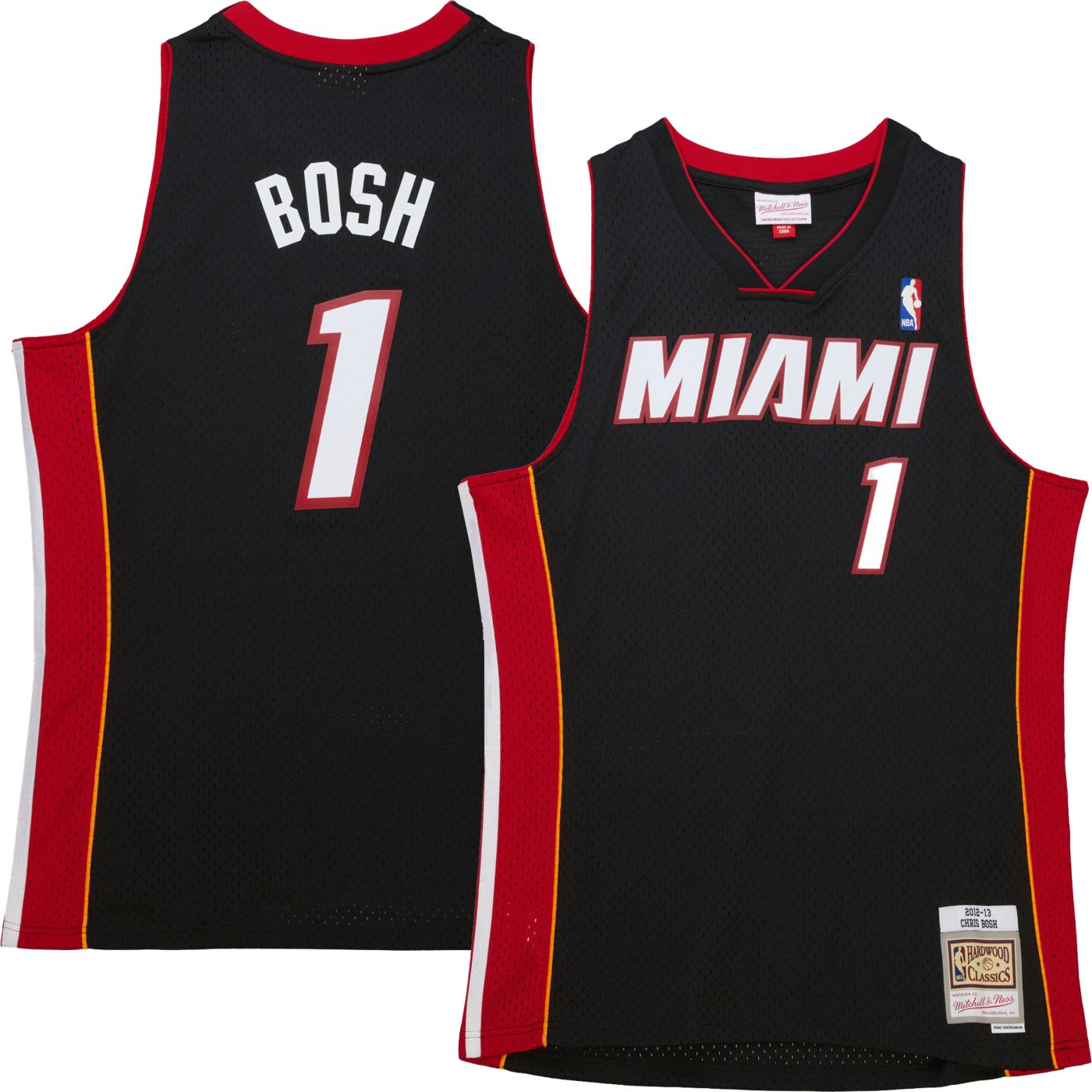 Mitchell Ness Men s Chris Bosh Black Miami Heat 2012 13 Swingman Jersey Size Small