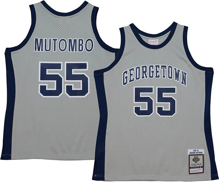 Mitchell & Ness Men's Georgetown Hoyas Dikembe Mutombo #55 Grey 1990-91  Swingman Replica Throwback Jersey