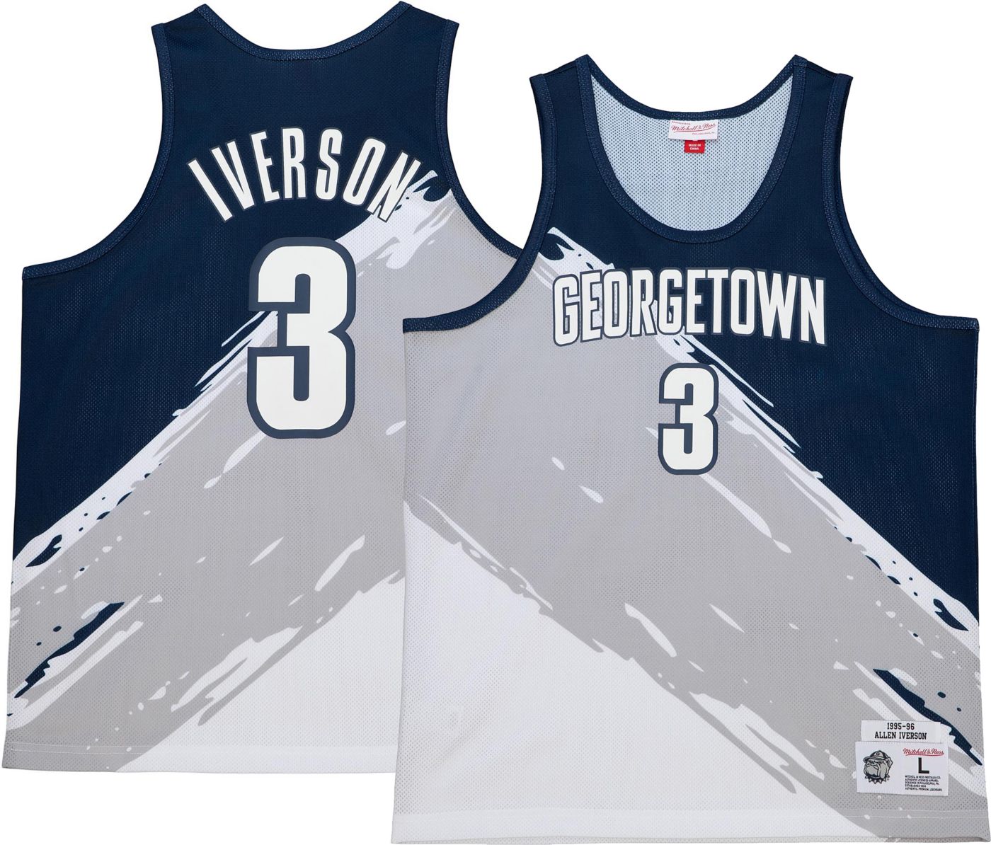 Mitchell Ness Men s Georgetown Hoyas Allen Iverson 3 Paintbrush Pullover Jersey Dick s Sporting Goods