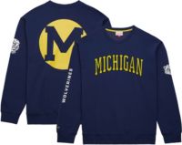 Mitchell & Ness Men's Michigan Wolverines Blue All-Over Crew Neck 3.0 Pullover Sweatshirt