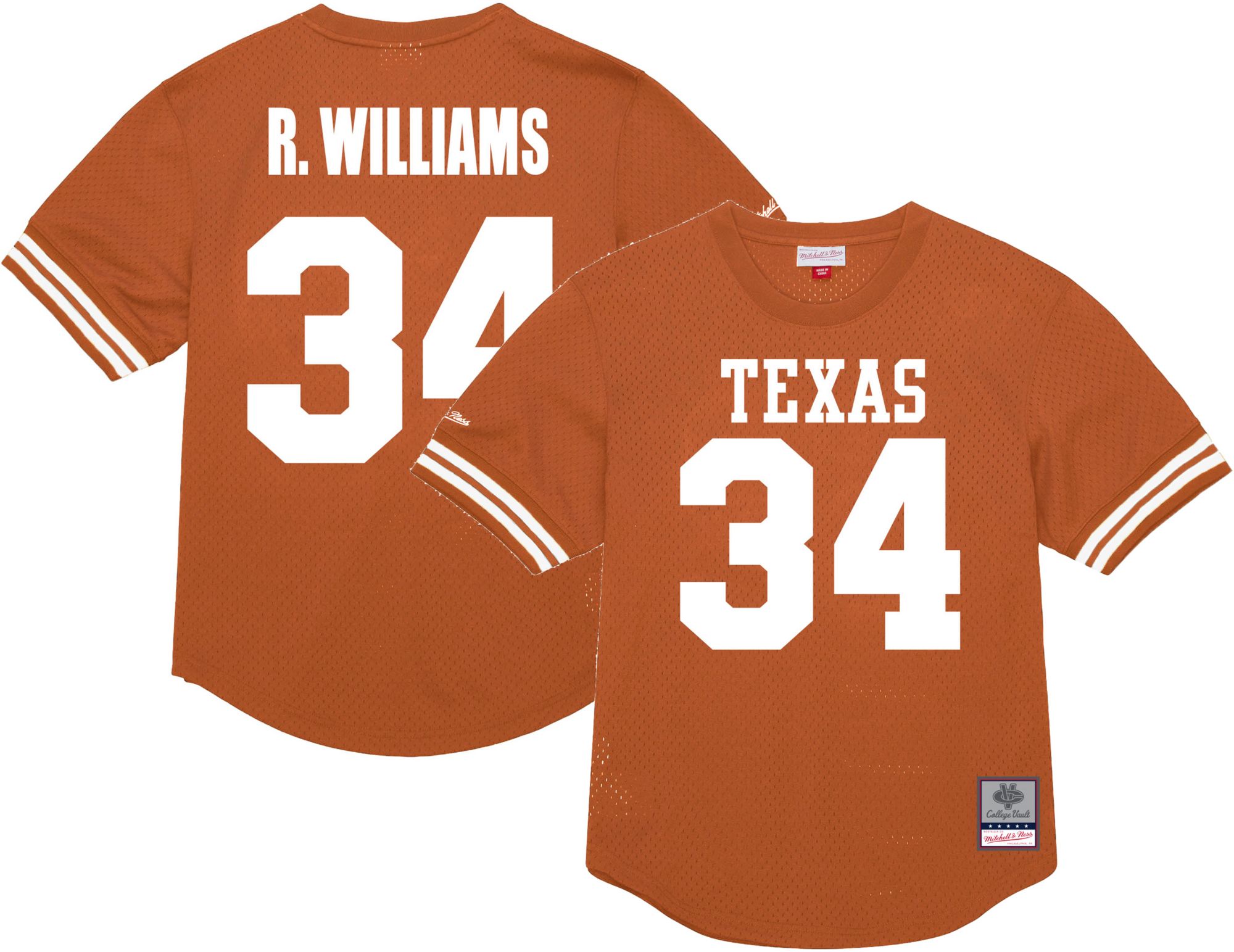 Mitchell & Ness Men's Texas Longhorns #34 Burnt Orange Big and Tall Ricky Williams Replica Throwback Football Jersey product image