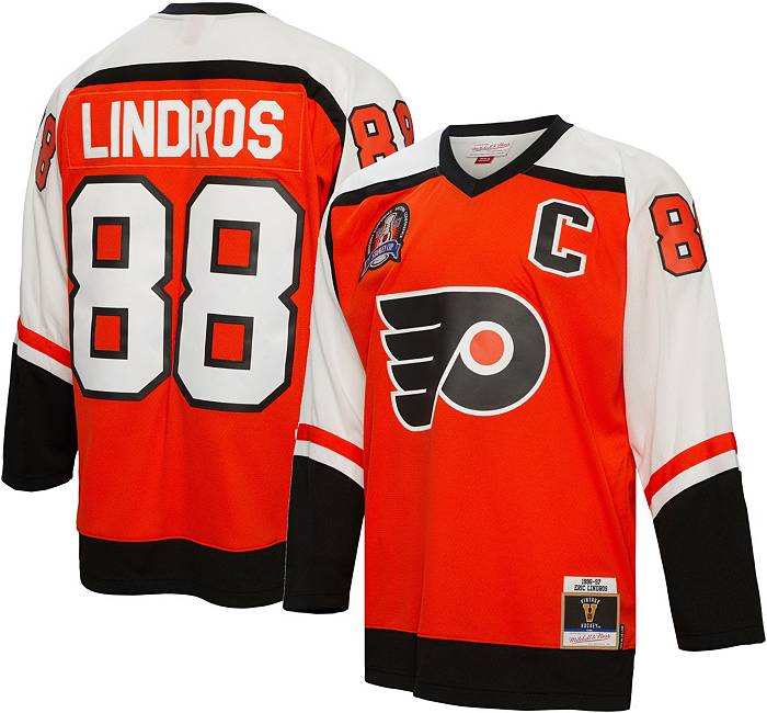 Youth Mitchell & Ness Eric Lindros Orange Philadelphia Flyers 1996 Blue Line Player Jersey Size: Large