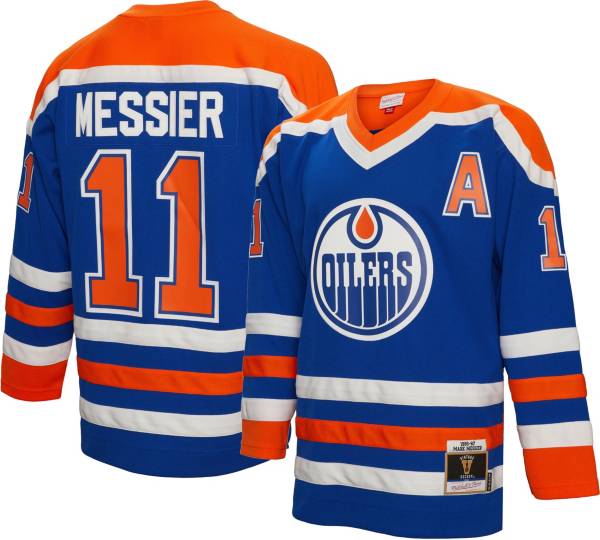 Mitchell & Ness Edmonton Oilers Mark Messier #11 '86 Blue Line Jersey, Men's, Small