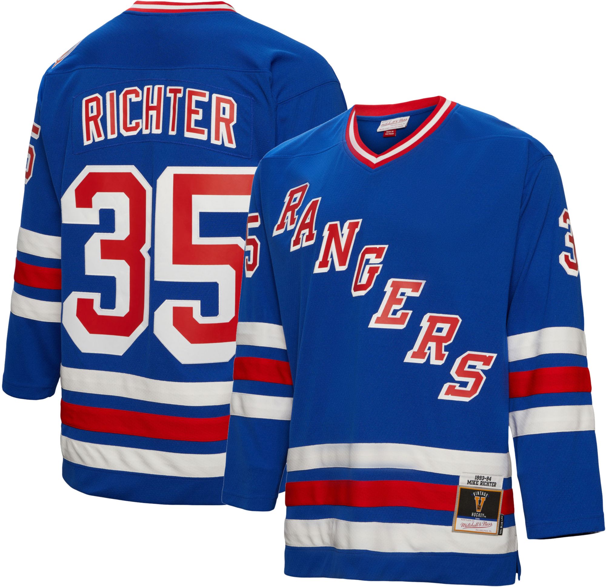 New York Rangers No35 Mike Richter Royal Blue Home USA Flag Jersey