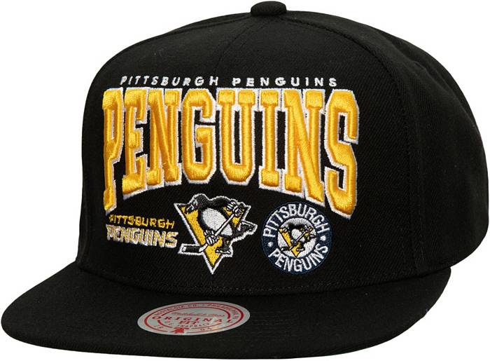 Mitchell & Ness Pittsburgh Penguins Vintage Off-White Snapback Hat, MITCHELL & NESS HATS, CAPS