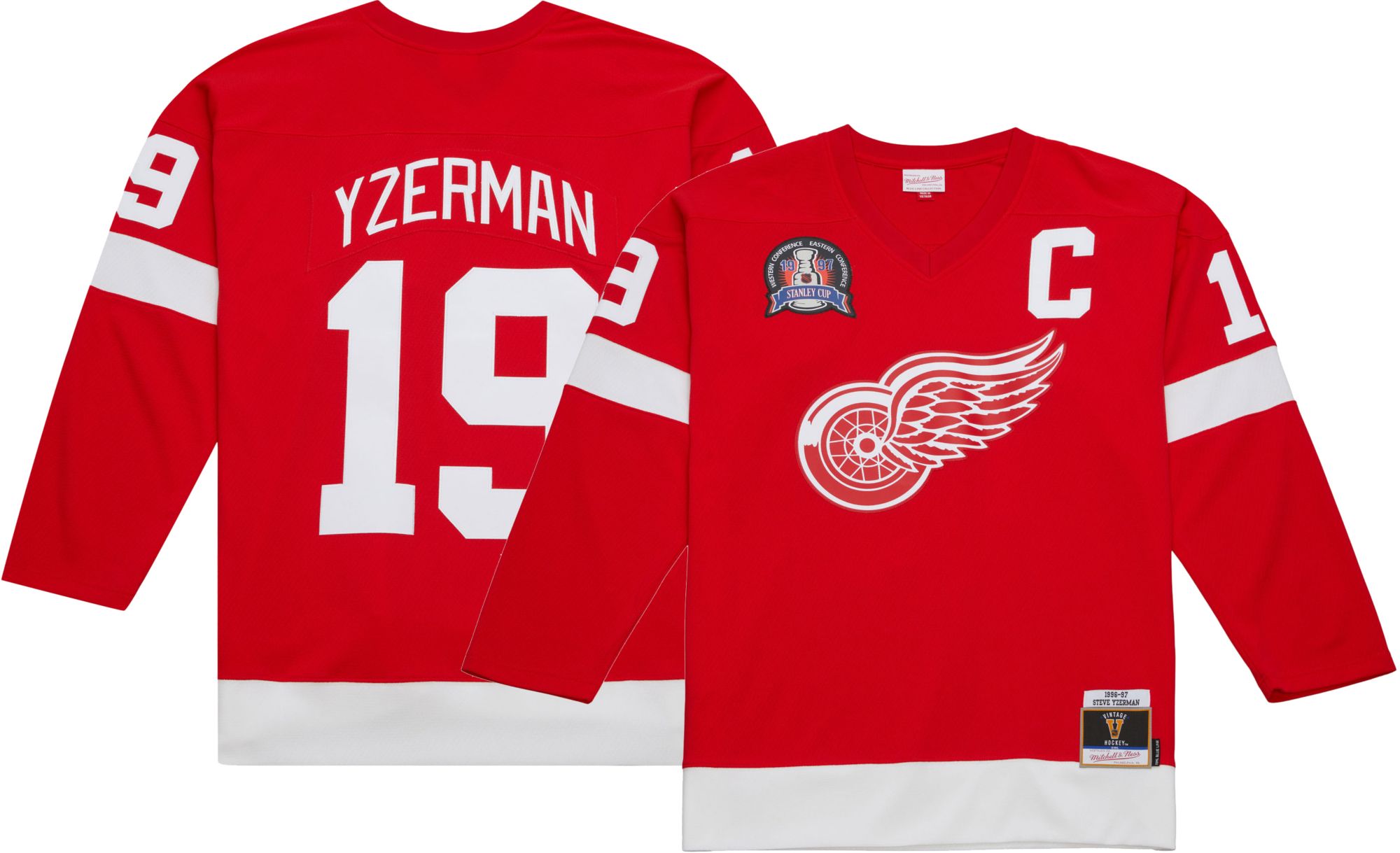 No19 Steve Yzerman Red Home USA Flag Jersey