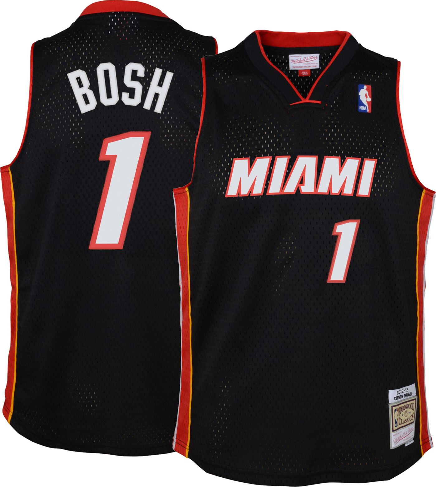 Mitchell Ness Youth Miami Heat Chris Bosh 1 2012 Black Swingman Jersey Small