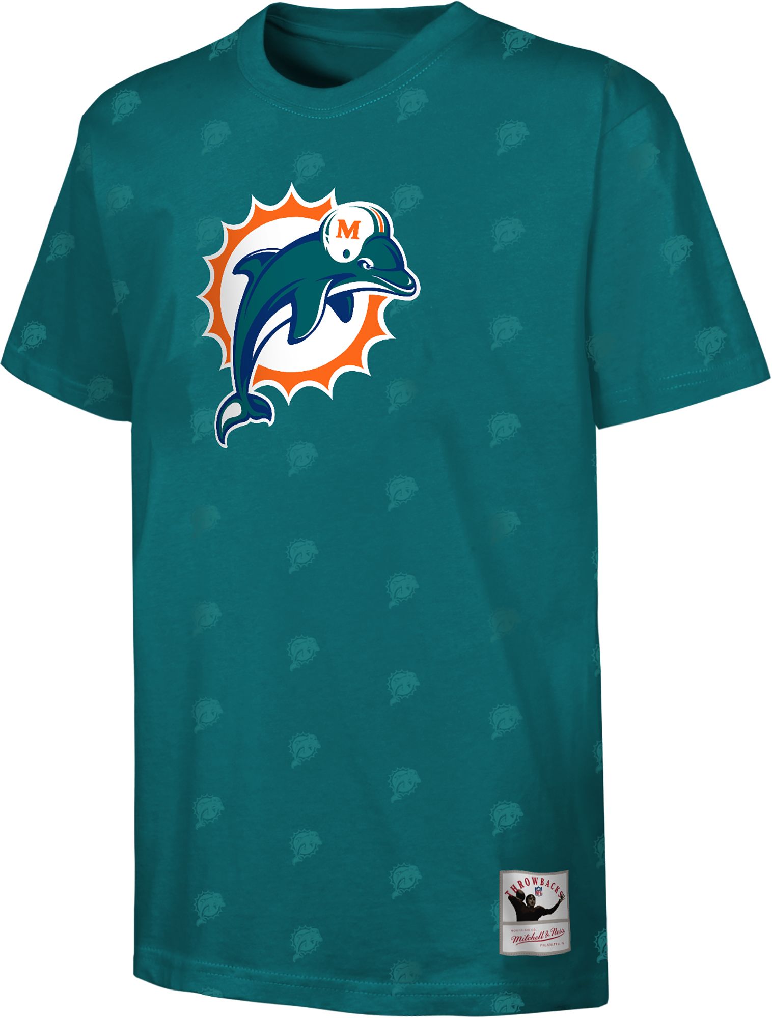 Mitchell & Ness Youth Miami Dolphins All-Over Print Aqua T-Shirt product image