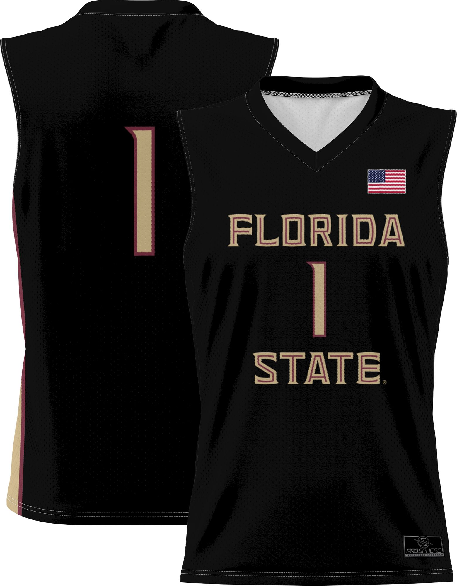ProSphere Youth Florida State Seminoles #1 Black Alternate Full Sublimated Basketball Jersey