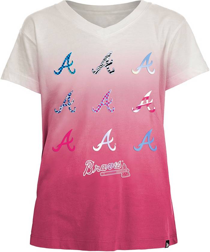 Lids Atlanta Braves New Era Girls Youth Pinstripe V-Neck T-Shirt