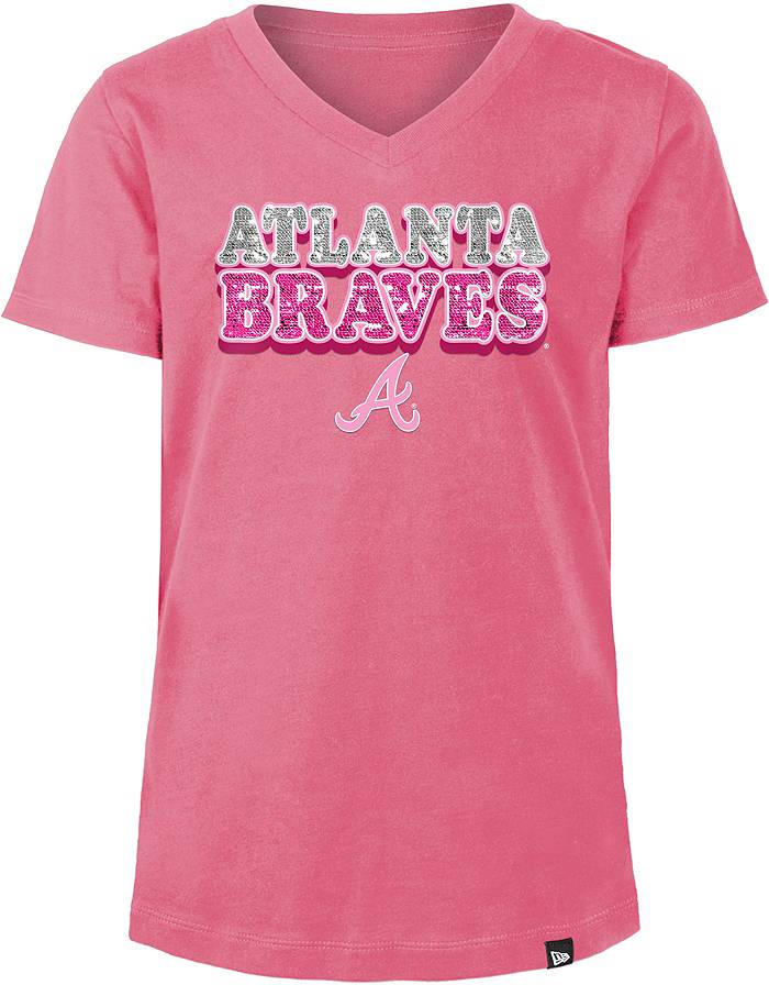 Lids Atlanta Braves Girls Youth Ball Striped T-Shirt - White