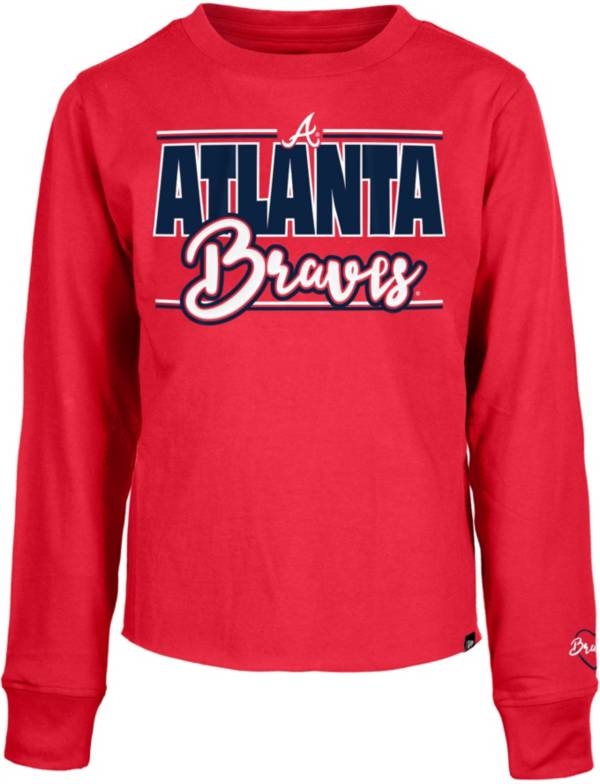 Atlanta Braves Shirt Adult Extra Large Red Logo Spell Out MLB Baseball  Womens