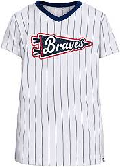Lids Atlanta Braves New Era Girls Youth Pinstripe V-Neck T-Shirt - White