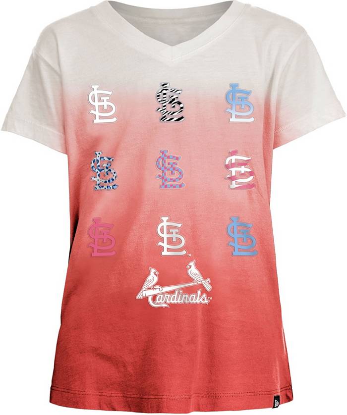New Era Girl's St. Louis Cardinals Red Dipdye V-Neck T-Shirt