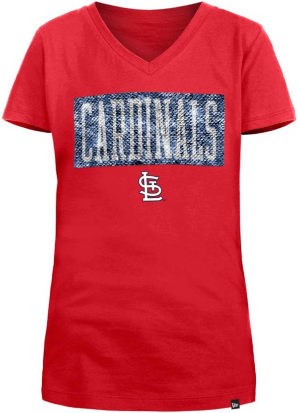 New Era Girls St. Louis Cardinals Red Flip Sequin V-Neck T-Shirt product image
