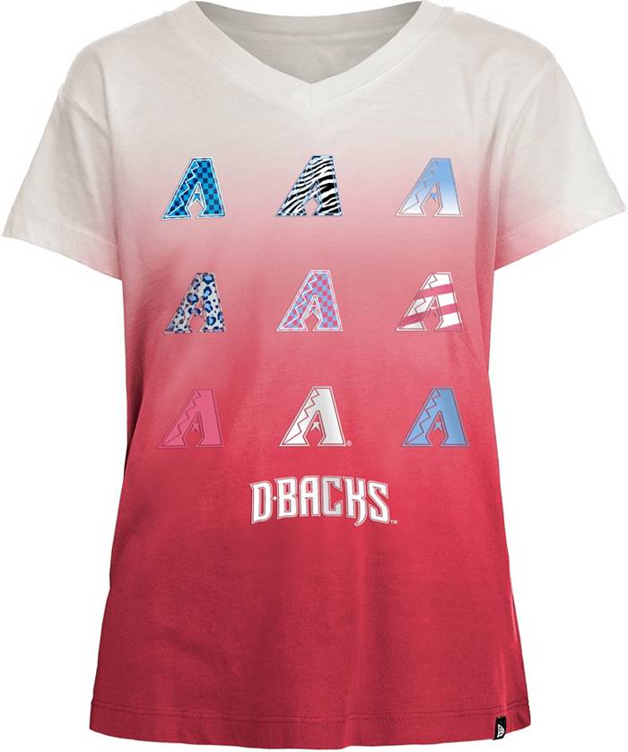 New Era Girl's Arizona Diamondbacks Red Dipdye V-Neck T-Shirt
