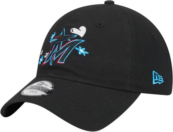 New Era Girls' Miami Marlins Black 9Twenty Flower Adjustable Hat product image
