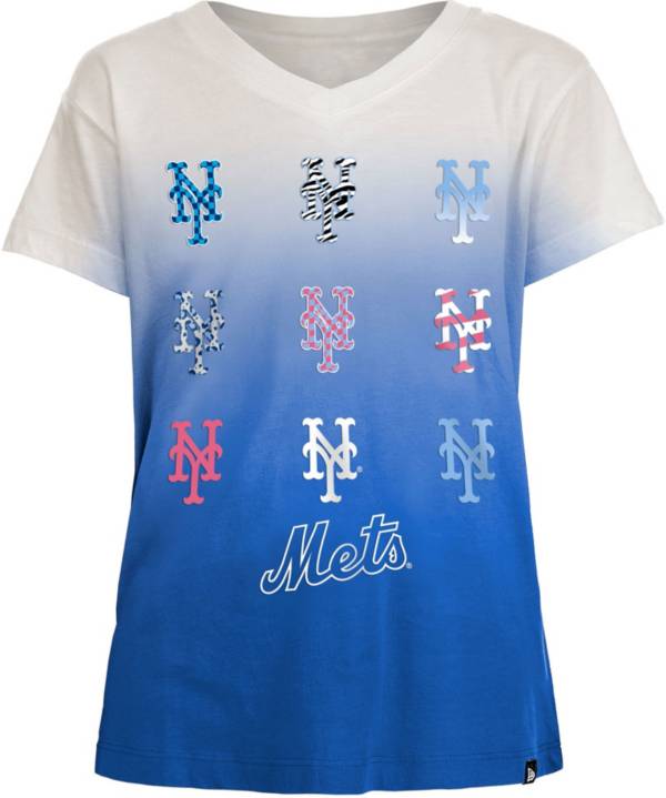 New Era Girl's New York Mets Blue Dipdye V-Neck T-Shirt product image